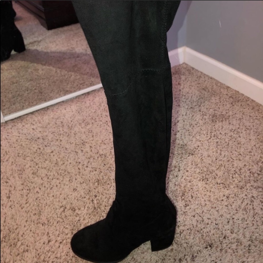 Black thigh high boots